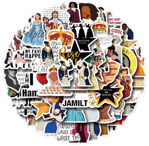 55 PCS Stickers, Hamilton Musical Stickers for Children Stickers Vinyl Waterproof Aesthetically for Skateboard Guitar Laptops Scrapbook Phones Bike Suitcase for Teenagers Boys Girls Adults