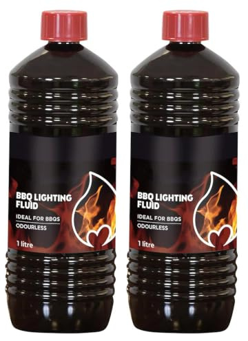 BBQ Lighting Fluid 1L x 2 | Lighting Fuel for Outdoor Cooking | Suitable for Barbecues, Grills & Garden Gatherings