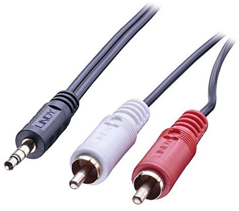 Lindy Câble audio Premium 2 x RCA (Cinch) mâle vers jack 3,5mm mâle, 5m