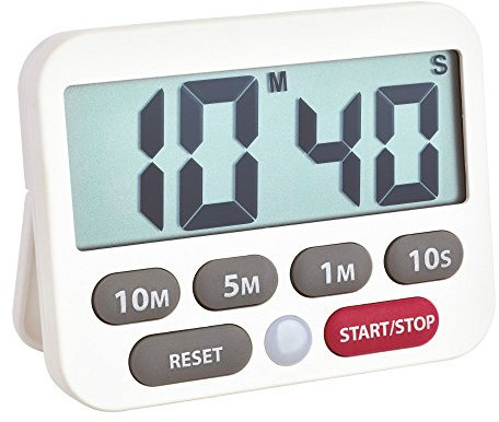 TFA Dostmann Digitaler Timer und Stoppuhr, 38.2038.02, Zeit bis 99min 50sec, extra-lauter Alarm, einfache und schnelle Zeiteingabe, weiß, (L) 90 x (B) 17 (37) x (H) 70 mm