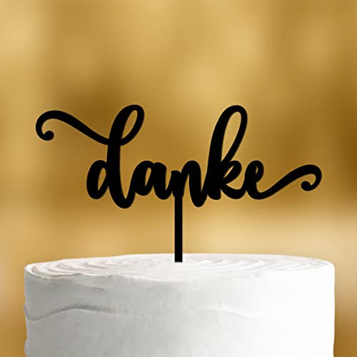 Cake Topper Danke [Schriftzug] - Acryl schwarz - Tortendeko Geschenke für Mama Geschenkideen Beste Mama Tortenaufleger Vatertag Tortendeko Papa