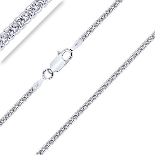 Planetys - Chaîne Maille Spiga 2 mm Argent 925/1000 Rhodié 40 cm