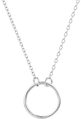 Langro Living Brandlinger ® Halskette Damen Silber 925. Kette Damen vergoldet mit 18 Karat (Silber und Gold), Kette mit Anhänger Ring. Schmuck für Frauen und Mädchen. Kettenlänge verstellbar 40-45cm.