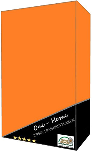 one-home 2er Pack Spannbettlaken Bettlaken orange Terra 90x200 cm - 100x200 cm Baumwolle
