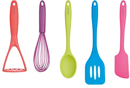 Colourworks CWBRTOOLS5PC Silicone Kitchen Utensils Set, In Gift Box, Multi Colour, 5 Pieces
