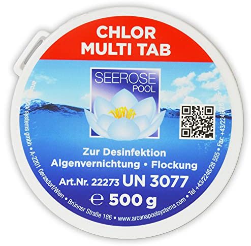 Paradies Pool GmbH Seerose Superblock 500 g Multifunktionstablette Tabs Chlor Algenschutz Flockungsmittel pH-Stabilisator