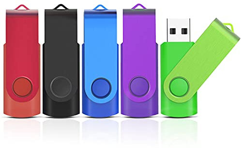KOOTION USB-Sticks 8GB 5 Stück Speichersticks 8G Set Memory Stick 5 STK USB 2.0 5er Pack Flash-Laufwerke USB Flash Drives Datenspeicher Stick Metall Bunt, Mehrfarbig(Schwarz, Blau, Rot, Grün, Lila)
