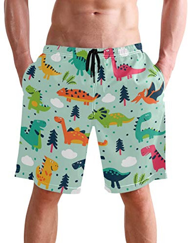 visesunny Hawaii-Herren-Sommer-Strand-Shorts, Badehose, Sport, Laufen, Badeanzüge mit Netzfutter, Einhornstern, Large