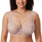 Delimira Women's Beauty Lace Non Padded Minimiser Full Figure Underwire Bra Light Brown 38D