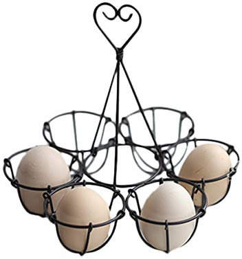 TentHome Vintage Eierkorb Draht Eierhalter Tisch Eierständer Metall Eierbecher Eiertablett Eierplatte für 6 Eier Ostern Dekoration Landhaus Küchenzubehör (matt antik braun)