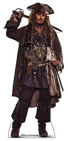 Cardboard People Jack Sparrow Life Size Cardboard Cutout Standup - Pirates of The Caribbean: Dead Men Tell No Tales (2017 Film)