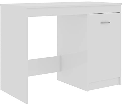 vidaXL Schreibtisch mit integriertem Schrank Bürotisch Computertisch Arbeitstisch Laptoptisch Büromöbel PC Tisch Hochglanz-Weiß 100x50x76cm Holzwerkstoff