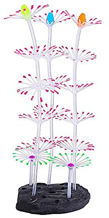 ANCLLO Strip Coral Plant Ornament Glowing Effect Artificial Decoration for Fish Tank, Aquarium Landscape – Pink