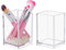 Dezzer Porte crayon acrylique, porte-pinceaux de maquillage, porte-crayons pour organisateur de papeterie de bureau, paquet de 2 gobelets transparents pour accessoires de bureau, école