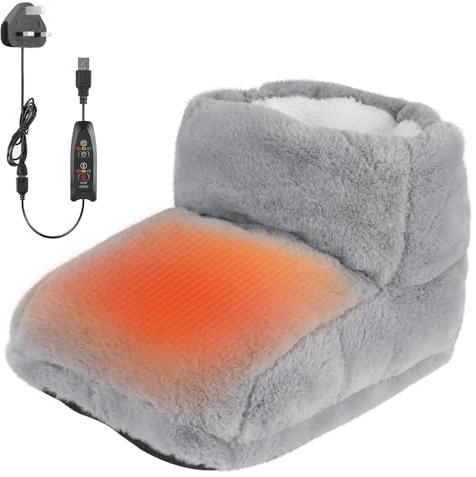 CJBIN Electric Foot Warmer, Electric Foot Heating, Foot Warmer Breathable, Heated Feet Warmers with Removable Fleece Lining, Adjustable Temperature Settings and 3Timer Settings, for Men and Women
