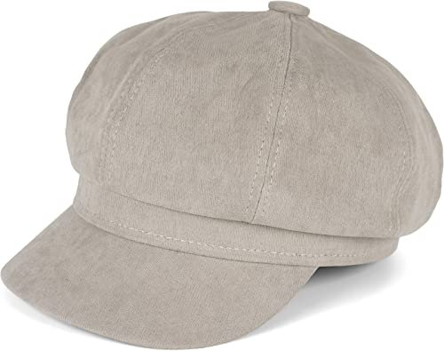 styleBREAKER Damen Ballonmütze aus weichem Stoff, Schirmmütze Vintage Style, Bakerboy Schiebermütze, Newsboy Cap 04023086, Farbe:Hellgrau