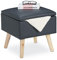 Relaxdays Sitzhocker mit Stauraum, aus Kunstleder, HBT: 40 x 40 x 40 cm, mit Deckel, Sitzwürfel gepolstert, dunkelgrau, 10029604_709