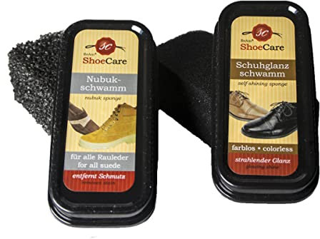 Pharmamedico ReAm | 2er Set Schuh Schwamm für Glattleder & Rauleder | Perfekt zum Entfernen von Schmutz auf Wildleder | Perfekter Glanz von Glatt - Lederschuhen aller Farben