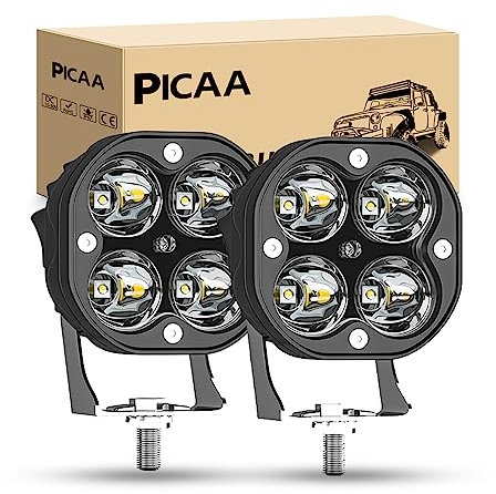 PICAA LED Arbeitsscheinwerfer 3 Zoll 40W weiß 6500k Scheinwerfer LED Scheinwerfer Nebelscheinwerfer LED Scheinwerfer Offroad Bar 12V 24V für Offroad Motorrad 4WD SUV ATV UTV Truck（2 Stück）