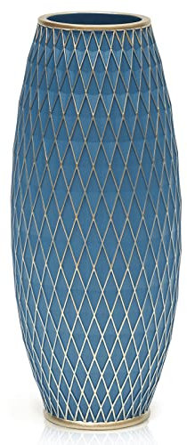 Suanti Vaso per fiori, alto 28 cm, design minimalista e forme uniche, vaso da pavimento per camera da letto, soggiorno, ufficio e cucina, blu