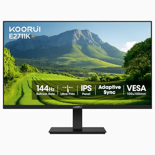 KOORUI 27 Inch FHD Monitor, Computer Monitor(IPS Panel, 1080P, 75HZ, HDMI+VGA, 99% SRGB, 5ms Response, Eye Care) Virtually Borderless Design Display Monitor