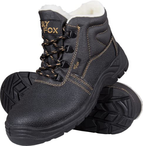 Ogrifox OX-SLX-TO-SB Arbeitsschuhe Herren, Damen | Sicherheitsschuhe | Mit Schafsfell isoliert | Safety Shoes | ISO EN20345 | Schwarz-Gold | Größe 42, OX-SLX-TO-SB_42