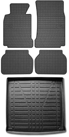 OMAC Fußmatten & Kofferraumwanne Set kompatibel mit BMW 5er Touring E39 1995-2003 Gummi 5X