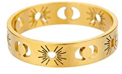 MAYIYAHO Klassische Sonne Mond Ringe für Frauen Edelstahl 18k Gold Farbe Ästhetik Ring Vintage wasserdichte Hochzeit Schmuck Anillos Mujer