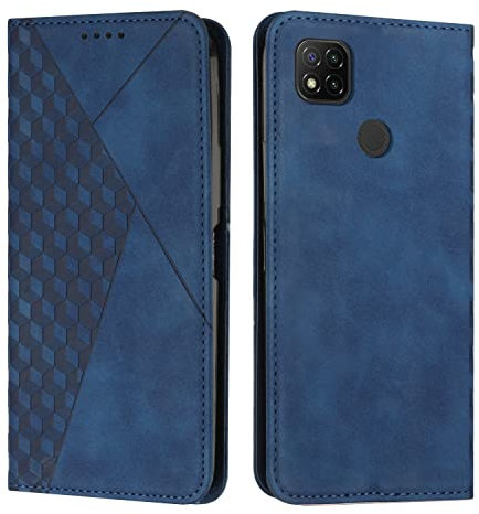 KOUYI Coque pour Xiaomi Redmi 9C/10A/POCO C31, Premium Flip Housse Étui Protection Rabat Clapet Portefeuille Phone Cover Magnétique [Porte Cartes] Antichoc Béquille Cover (Bleu)