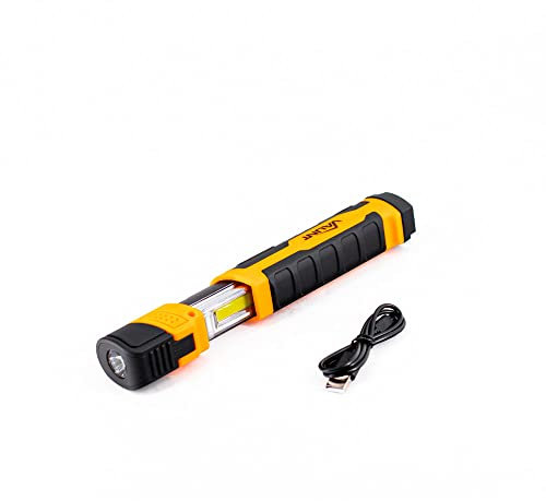 Vaunt Essentials 300 Lumens Hand Torch with Slide Out Floodlight, 90-Degree flip Down Torch Head, Magnetic Base, Hanging Hook, Soft Grip, 80-Meter Beam