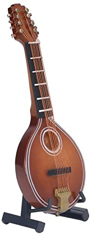 Mini Instrument, 8 Strings Elegant Mandolin Model Ornament Space Saving Exquisite Durable with Bracket for Collection Decoration