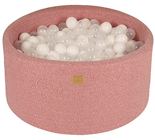 MEOWBABY Piscine à Balle pour bébé en Bouclé – Piscine à balles 90x40cm Douce avec 300 balles – Piscine a Balle Enfant, Rosa