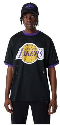 New Era NBA Logo Mesh LA Lakers Mesh Oversized T-Shirt schwarz XL