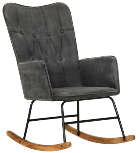 Bussandri Exclusive - Schaukelstuhl Schwarz Vintage Canvas