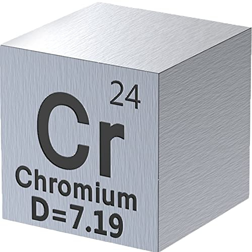OURECO Chrom Element Cr Dichte Würfel, 10/25.4Mm Elementsammlung Periodensystem, Experiment Material Diy Display/25.4Mm / 1Inch