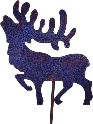 Generisch Edelrost Hirsch Beetstecker 28 x 13 cm (Hirsch 15 x 13 cm Plus 13 cm Stab) Rost Elch Figur Deko GTT H288