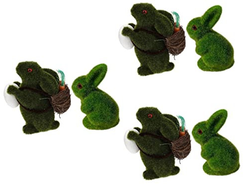 Garneck 6 STK Osterhase Beflockte Hasenverzierung Beflockter Hase Osterschmuck Dekorationen Aus Mooskaninchen Beflocktes Kaninchen Kaninchen-schmuck-Foto-stütze Schaum Künstlich Tier