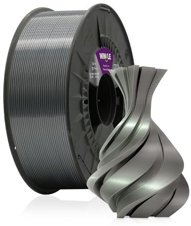 WINKLE Filamento PLA Silk (Seda) Plata Mercurio | Filamento Impresora 3D | Filamento PLA 1,75mm 1kg | PLA Plata | Acabado Suave y Sedoso | Precisión Dimensional | Bobina 1kg
