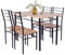 HOMASIS 5 teilige Essgruppe, Esstisch mit 4 Stühle aus Holz & Metall, Stuhl mit Rückenlehne, Esszimmerset Küchentischset Sitzgruppe für Küche, Esszimmer, Wohnzimmer, 120 x 70 x 75 cm (Buche)