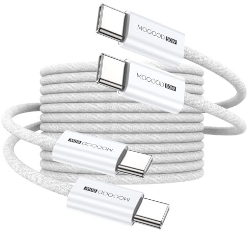 MOGOOD Lot de 2 câbles USB C vers USB C (3 m/60 W, pour iPhone 15 Plus/Pro Max, MacBook Pro, iPad Pro/Air 4, Samsung Galaxy S23+/S22/S21 Ultra – Chargeur de type C à charge rapide, compatible avec