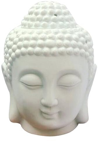 HOMSFOU Aromatherapie Wachsschmelzbrenner Buddha Kopf Kerze Rustikale Buddha Büste Buddha Figur Meditierender Buddha Zen Buddha Statue Buddha Kerze Wachsschmelzbrenner Weiß