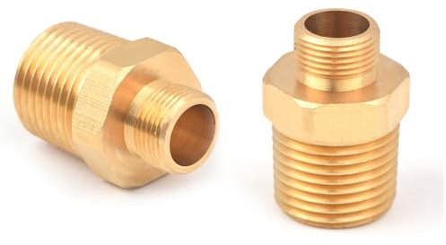 Tsinghwang RV Faucet Adapter 1/2 to 3/8 Reducer Faucet Supply Line Adapter Brass Compression Fitting Compatible with Plumbing Water Hose (2 Pack Brass)
