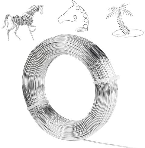 Supaway Filo di Alluminio da 1,5 mm Lunghezza 100 m Filo di Alluminio per Artigianato Filo di Alluminio per Modellazione Filo Floreale per la Creazione di Gioielli Sculture Argento
