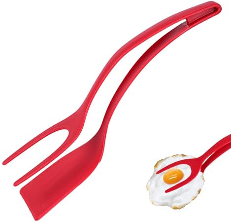 Lancry Spatule 2 en 1 pour œufs - Pince tournante pour toast français, crêpes, poisson, omelette, œufs au plat - Outil de fabrication d'œufs au plat pour les amateurs de cuisine, Lancry-LJS21-240227