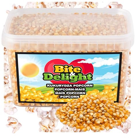 Bite & Delight Popcorn Mais - Kinopopcorn für Popcornmaschine - Popcornloop - Natürlich Knuspriger Genuss - Butterfly Popcorn Mais - der Klassiker des Popcorn Mais - Ohne Zusätze - 1kg