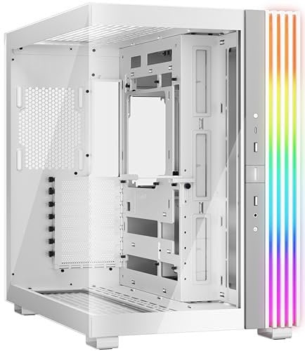 be quiet! Light Base 600 DX White PC-Gehäuse, atemberaubender Panorama-Blick, Show Case, Dual Chamber Design, massiver ARGB LED-Streifen, invertiert und horizontal nutzbar, Backside Connector Design