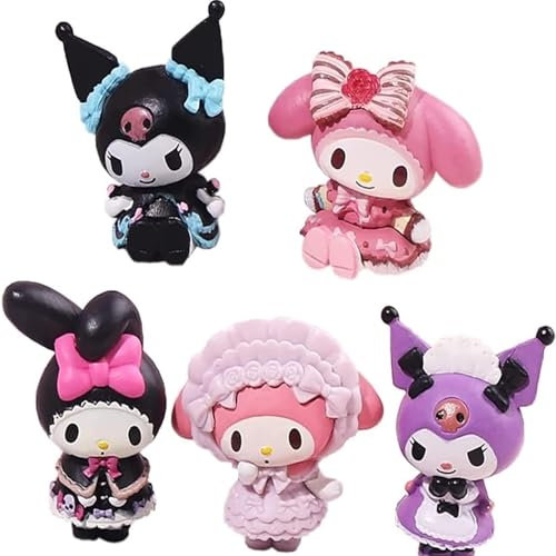 5PCS Dibujos Animados Figuras Decoración Pastel, Cute Tema Cumpleaños Fiesta de Pasteles Decoración, Kawaii Anime Cake Topper, Figuras de Cupcakes Juguetes, Cartoon Cupcake Topper para Niños