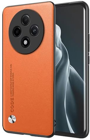 EASSGU Hülle für Oppo Reno12 F 5G / Oppo Reno12 FS 5G / Oppo Reno 12 F 4G / Oppo Reno 12 FS 4G (6.67 Inches) Handyhülle im Business Stil mit PU Lederrückseite - Orange