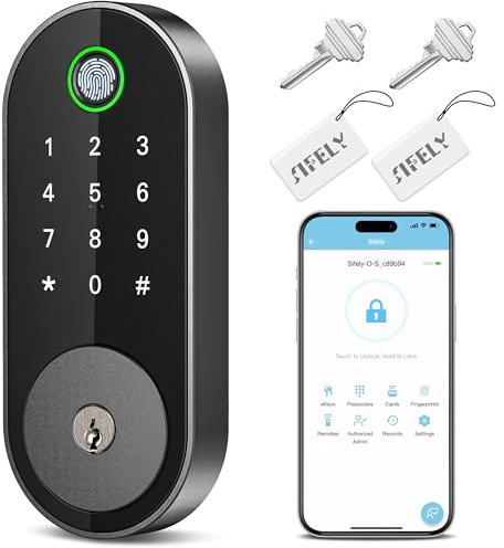 [Keyless-Entry Fingerabdruck-Riegel, Smart-Schloss] Sifely Smart-Schloss, automatisches elektronisches schlüsselloses Haustürschloss, digitales intelligentes Türschloss mit Code, biometrisches