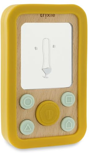 Trixie Babyphone aus Holz aus Silikon – Mr. Lion, weiches und langlebiges Rollenspielspielzeug, sicheres Silikon und natürliches Holz, sensorisches Spielzeug für Babys und Kleinkinder,